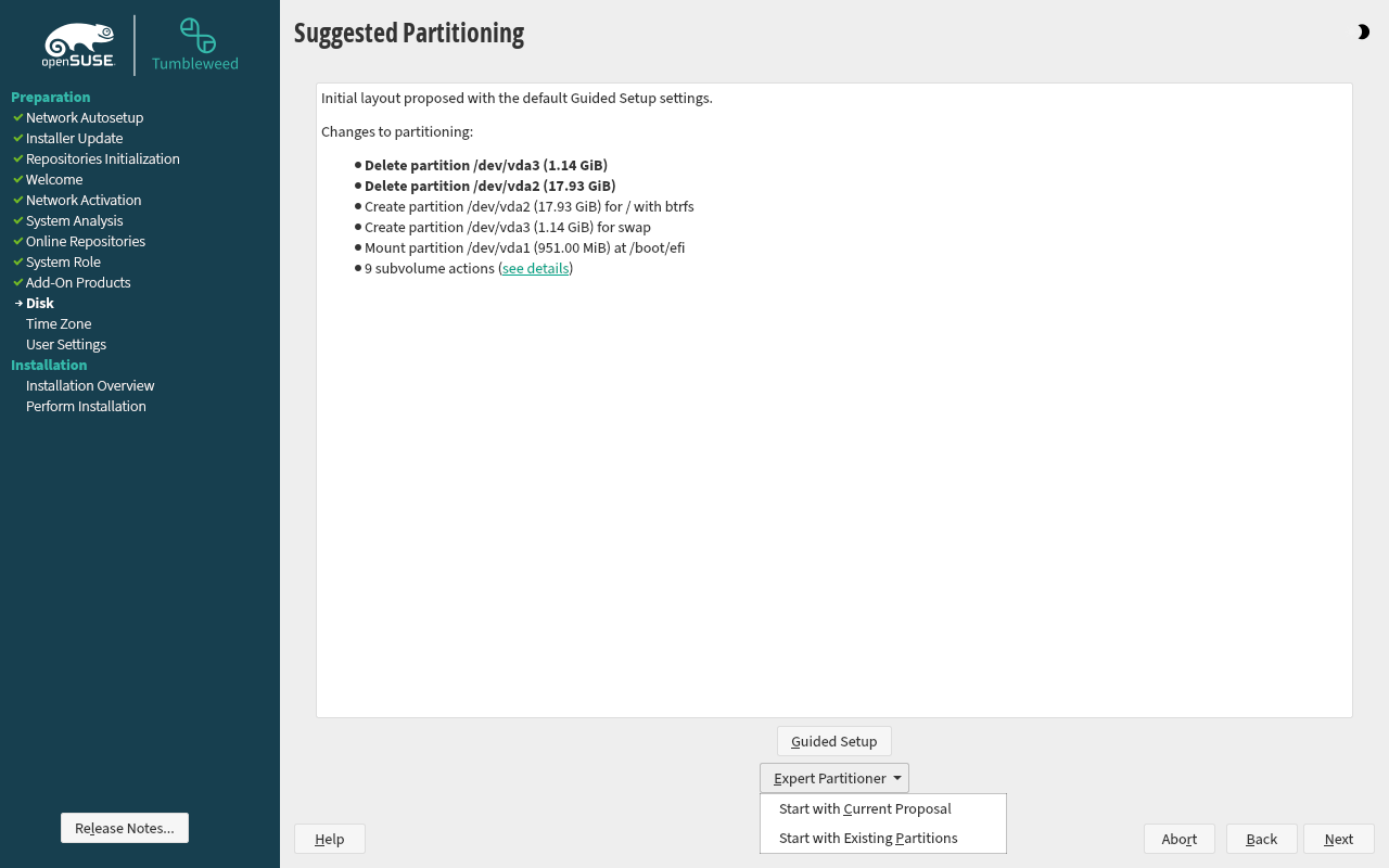 Suggested Partitioning - Initial