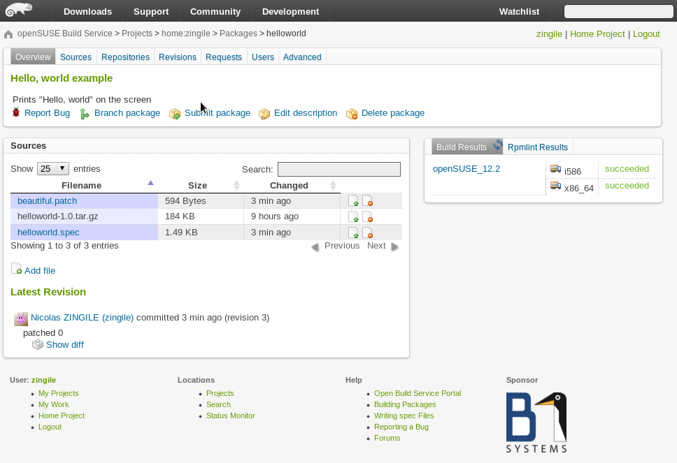 OBS openSUSE build patch file