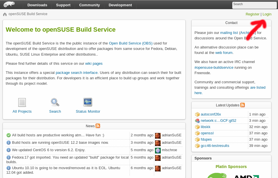openSUSE OBS web interface