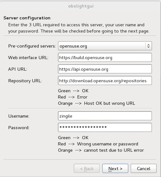 OBS Light GUI Server configuration
