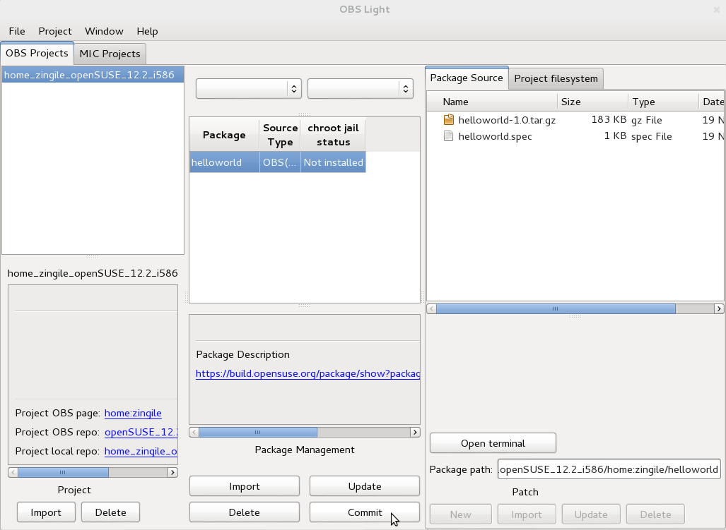 OBS Light GUI Commit changes
